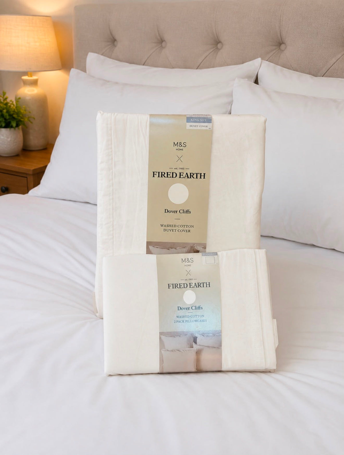 M&S Fired Earth Washed Cotton Duvet Cover Set With Two Pillow Cases
