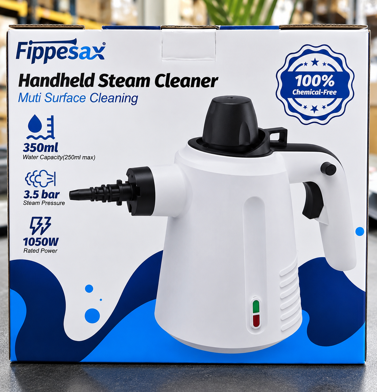 Fippesax Handheld Steam Cleaner 1050W – 3.5 Bar Multi-Surface Chemical-Free Steam Cleaner 350ml
